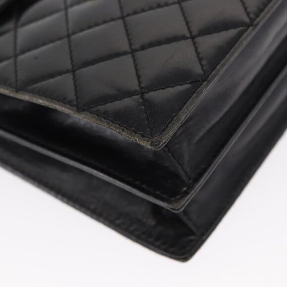 Authentic SAINT LAURENT Shoulder Bag Leather Black Gold - Picture 2 of 16